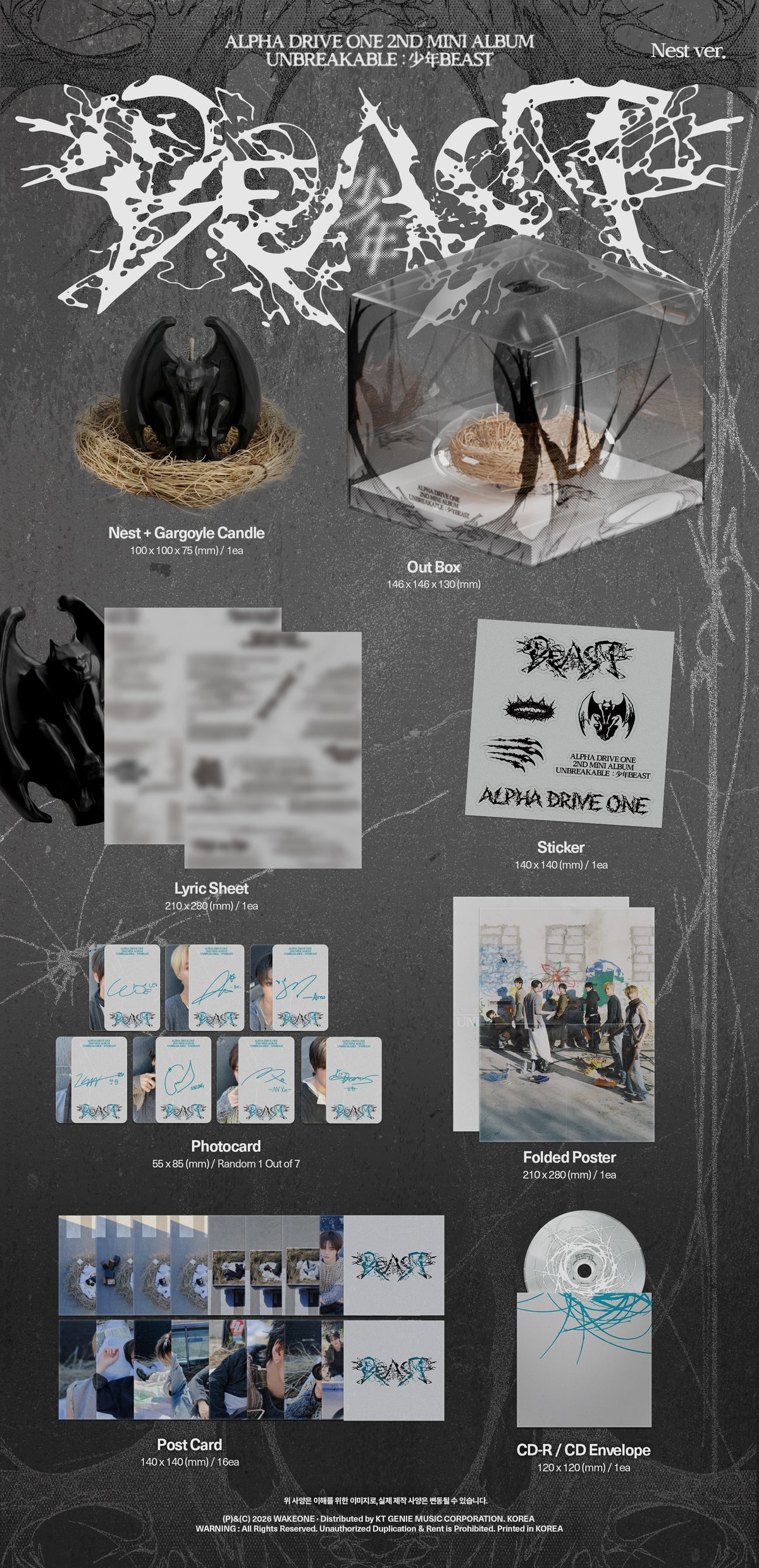ALPHA DRIVE ONE The 2nd Mini Album - UNBREAKABLE : 少年BEAST (Nest Ver.) (Limited Edition)