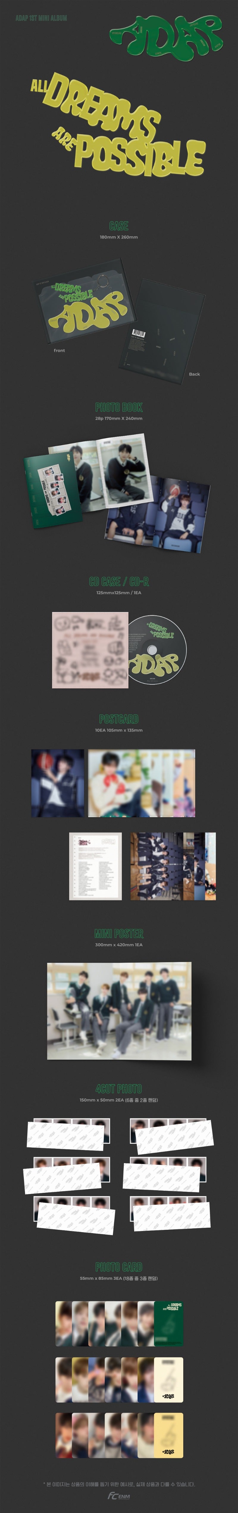 PRE-ORDER: ADAP 1st Mini Album - ALL DREAMS ARE POSSIBLE