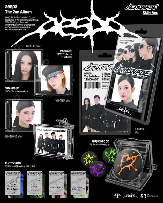 PRE-ORDER: aespa The 2nd Album - LEMONADE (SMini Ver.) (Random)