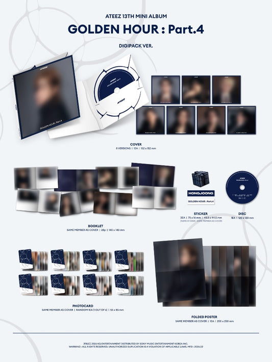 ATEEZ 13th Mini Album - GOLDEN HOUR : Part.4 (Digipack Ver.) (Random)