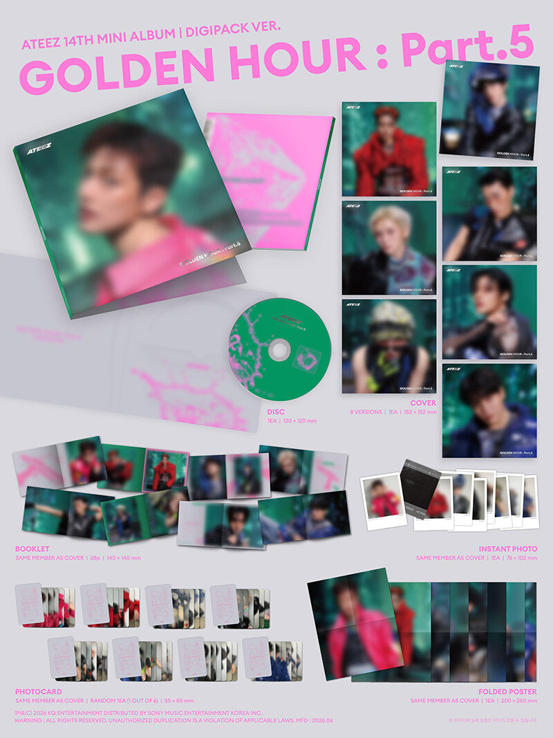 ATEEZ 14th Mini Album - GOLDEN HOUR : Part.5 (Digipack Ver.) (Random)