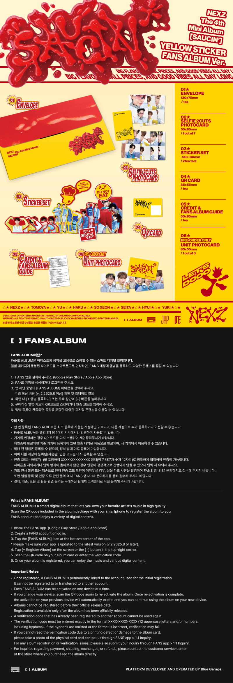 NEXZ The 4th Mini Album - SAUCIN’ (STICKER FANS ALBUM Ver.) (Random)