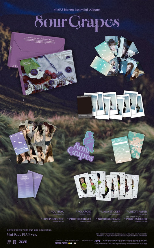 PRE-ORDER: NiziU Korea 1st Mini Album - Sour Grapes (Mini Pack PLVE Ver.)