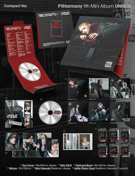PRE-ORDER: P1Harmony 9th Mini Album – UNIQUE (Compact Ver.) (Random)
