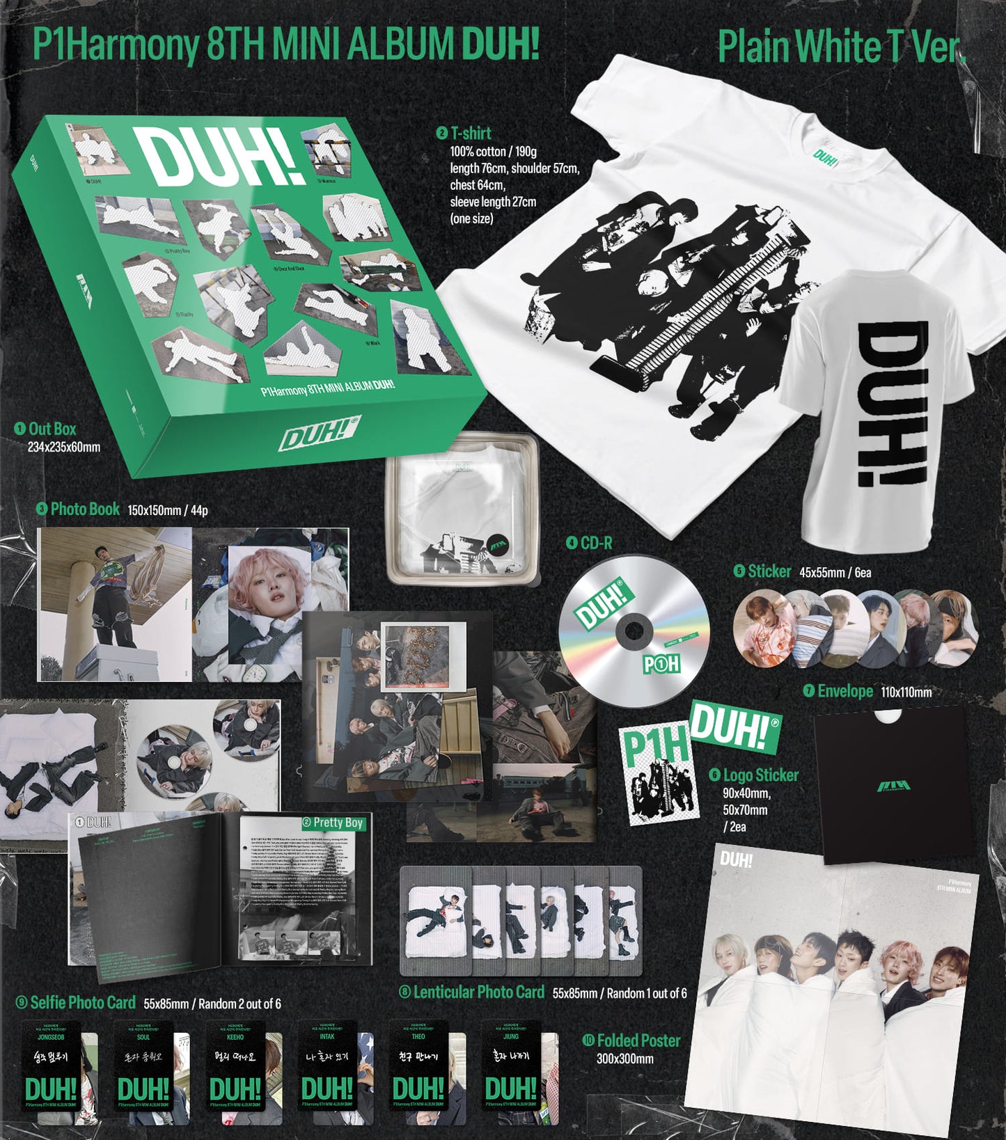 P1Harmony 8th Mini Album – DUH! (Plain White T Ver.) (Limited Edition)