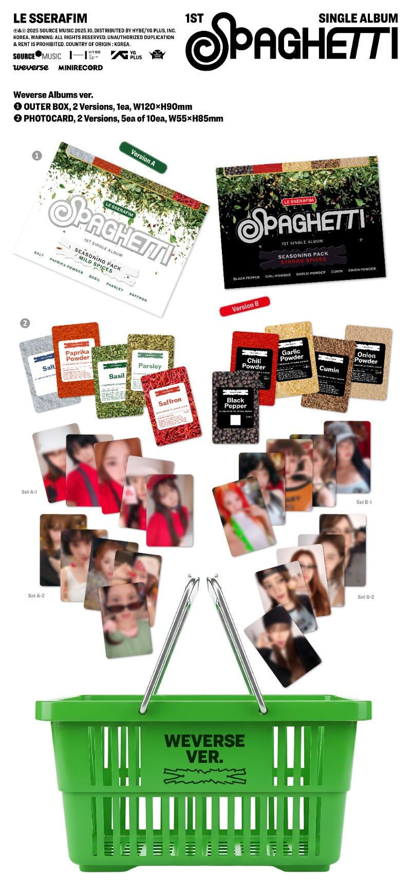 LE SSERAFIM 1st Single Album - SPAGHETTI (Weverse Albums Ver.) (Random)