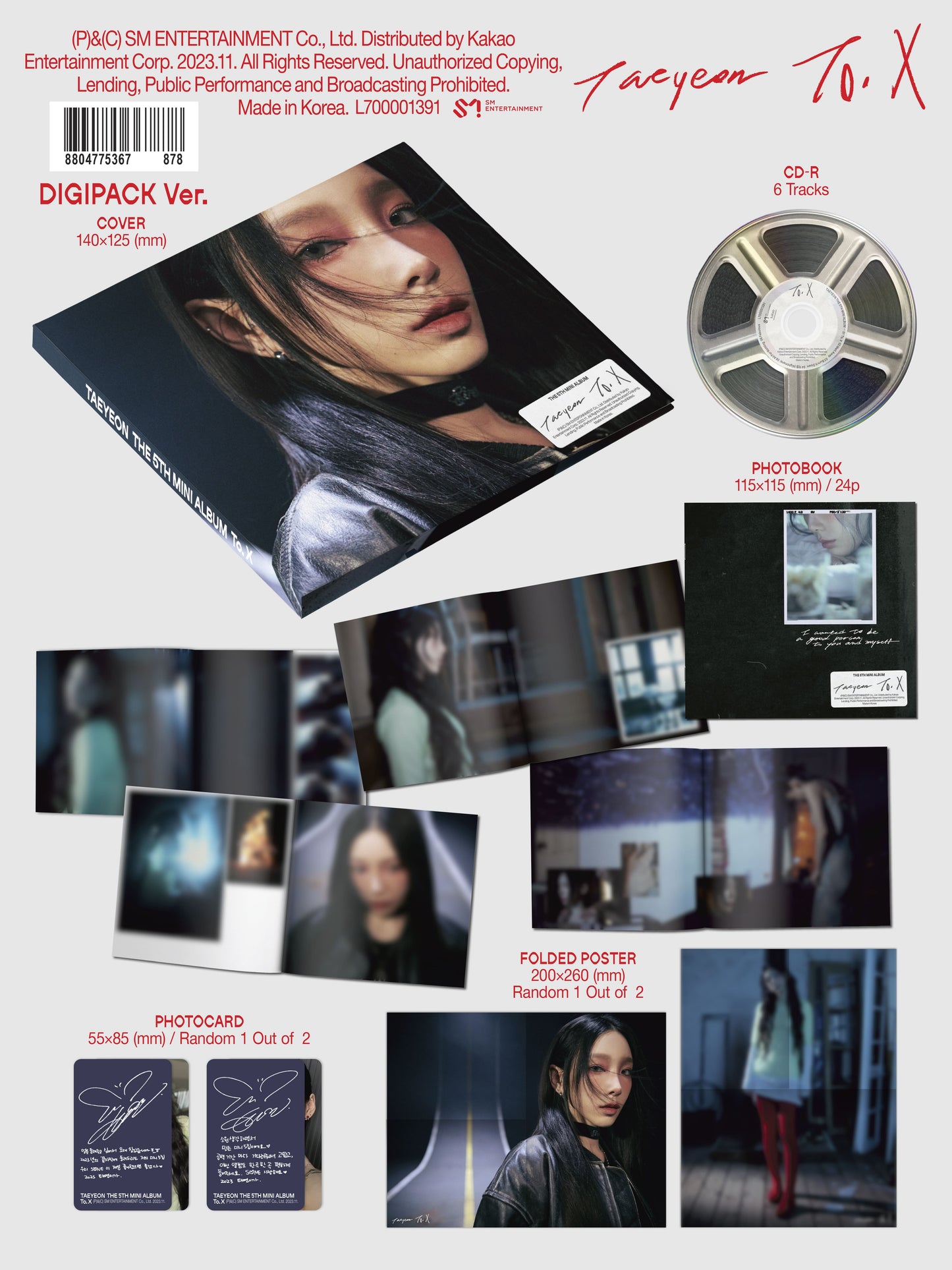TAEYEON Mini Album Vol. 5 – To. X (Digipack Ver.)