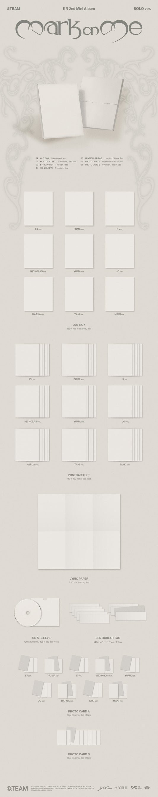 PRE-ORDER: &TEAM KR 2nd Mini Album - Mark on Me (SOLO Ver.) (Random)