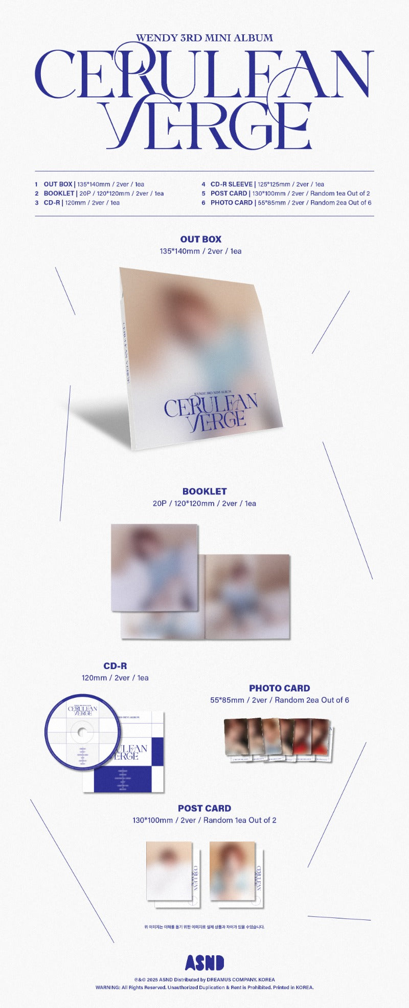 WENDY The 3rd Mini Album - Cerulean Verge (Digipack Ver.) (Random)