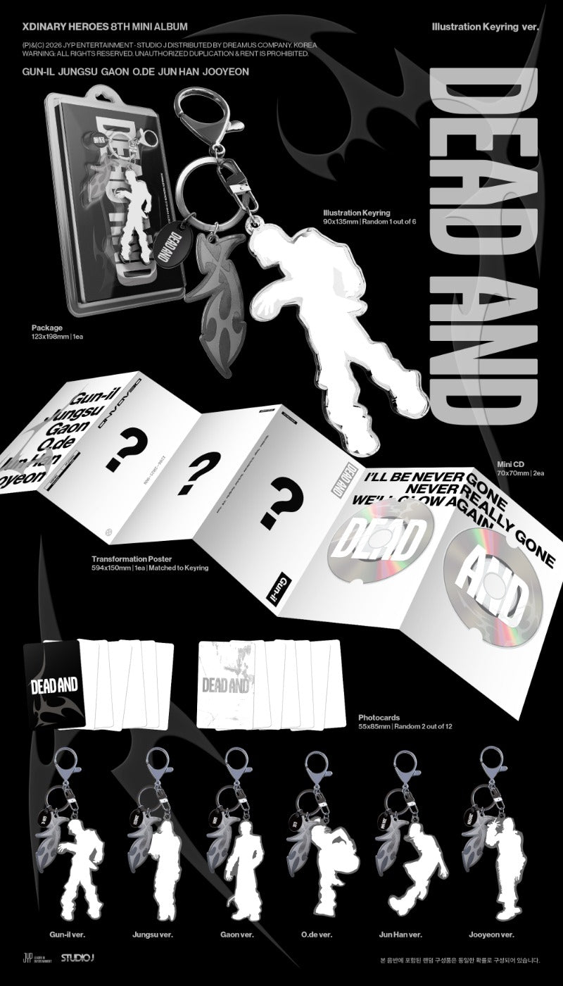 Xdinary Heroes 8th Mini Album - DEAD AND (Illustration Keyring Ver.) (Random)