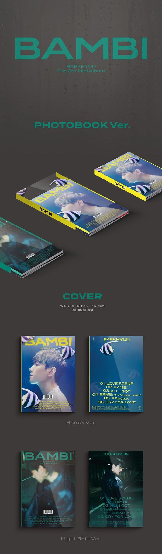 BAEK HYUN (EXO) Mini Album Vol. 3 - Bambi (Photoook Ver.) (Random)
