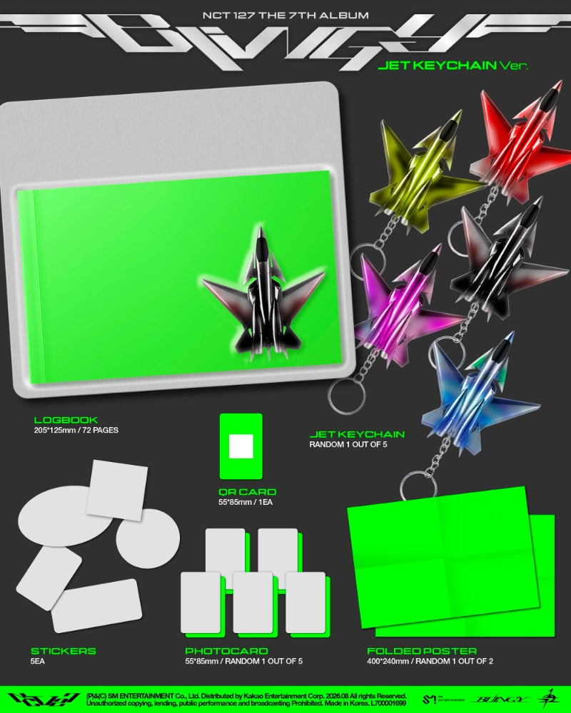 PRE-ORDER: NCT 127 The 7th Album - BLINGY (JET Keychain / Smart Album Ver.) (Random)