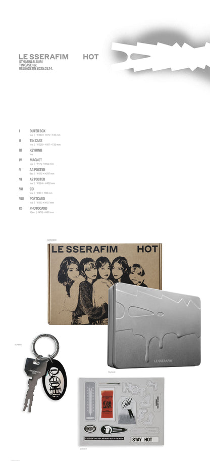 LE SSERAFIM 5th Mini Album – HOT (TIN CASE Ver.)