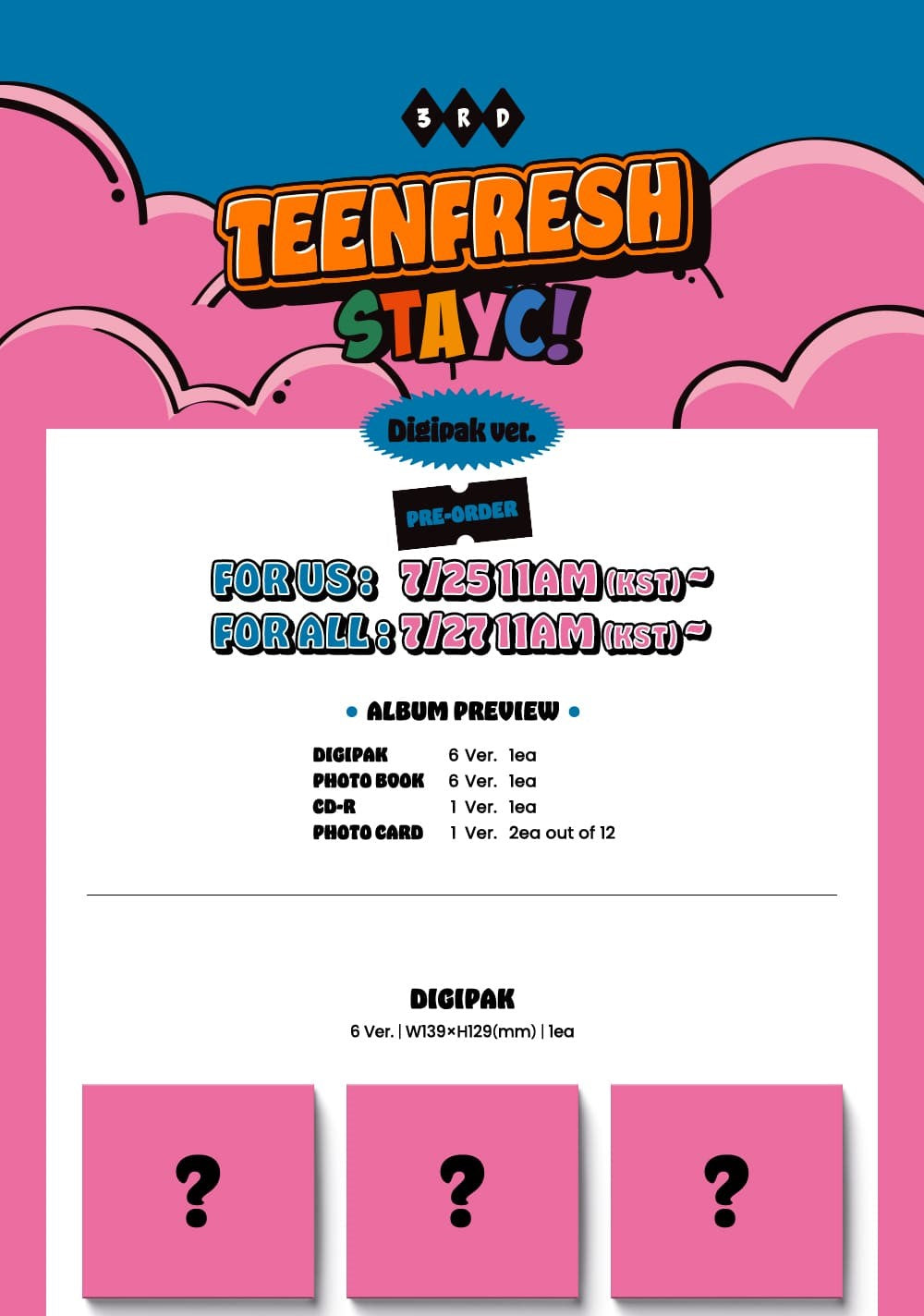 STAYC Mini Album Vol. 3 - TEENFRESH (Digipak Ver.) (Random)