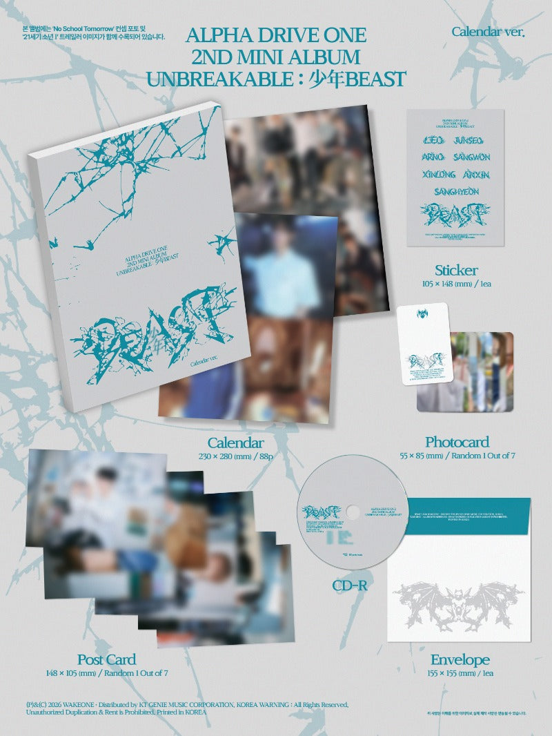 PRE-ORDER: ALPHA DRIVE ONE The 2nd Mini Album - UNBREAKABLE : 少年BEAST (Calendar Ver.)