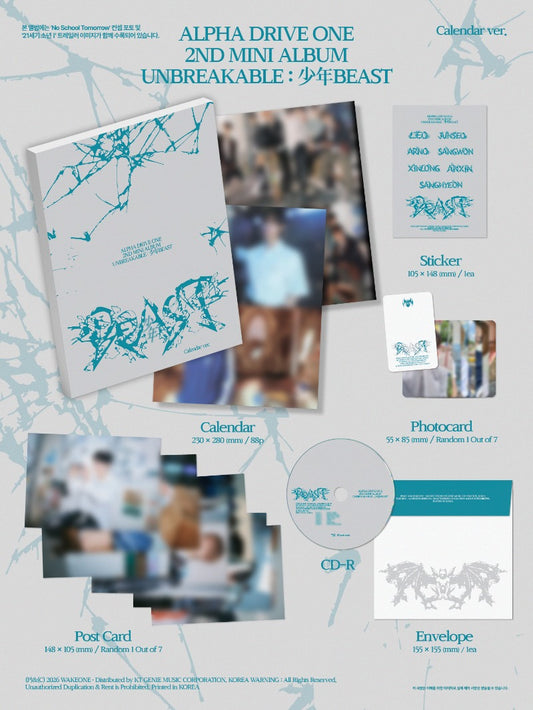 PRE-ORDER: ALPHA DRIVE ONE The 2nd Mini Album - UNBREAKABLE : 少年BEAST (Calendar Ver.)