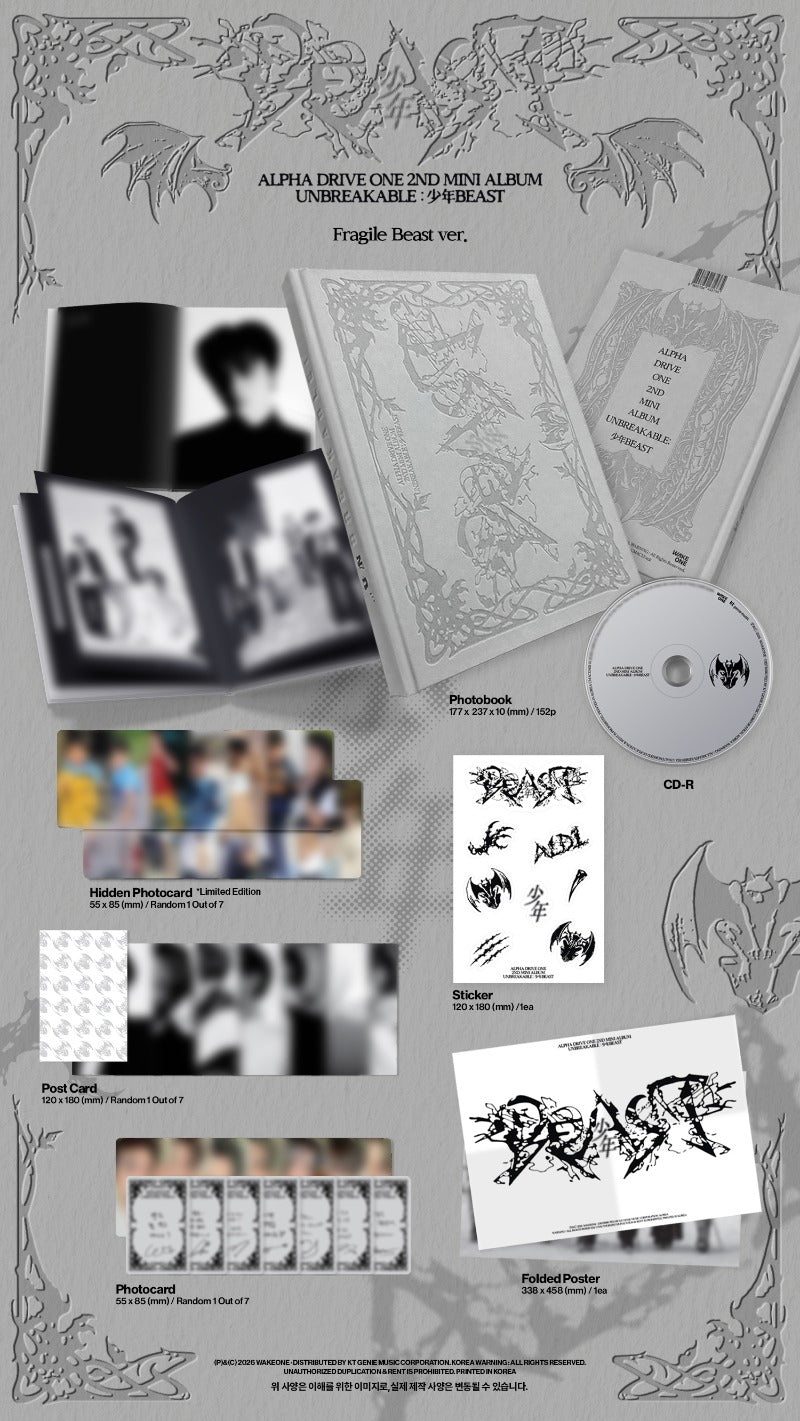 PRE-ORDER: ALPHA DRIVE ONE The 2nd Mini Album - UNBREAKABLE : 少年BEAST (Fragile Beast Ver.)