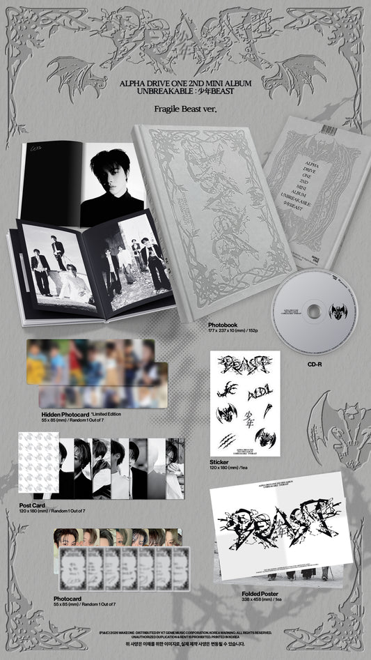 PRE-ORDER: ALPHA DRIVE ONE The 2nd Mini Album - UNBREAKABLE : 少年BEAST (Fragile Beast Ver.)