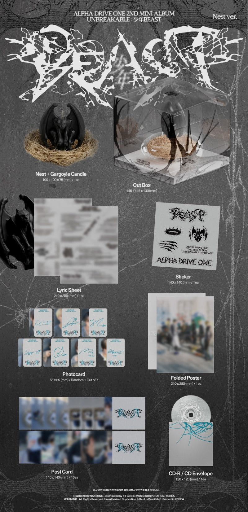 PRE-ORDER: ALPHA DRIVE ONE The 2nd Mini Album - UNBREAKABLE : 少年BEAST (Nest Ver.) (Limited Edition)