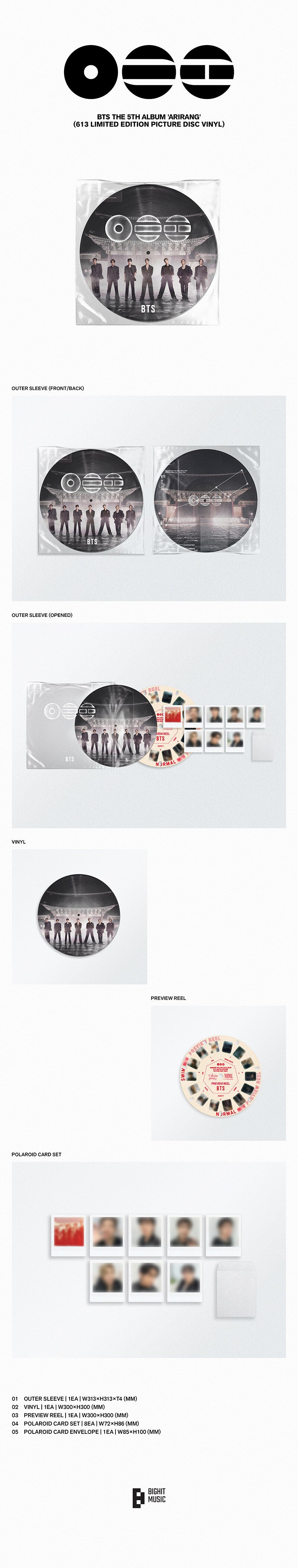 PRE-ORDER: BTS The 5th Album - ARIRANG (613 Limited Edition Picture Disc Vinyl)