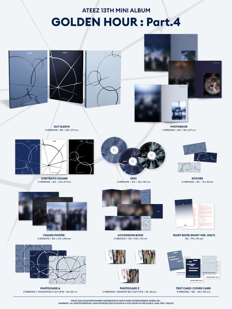 ATEEZ 13th Mini Album - GOLDEN HOUR : Part.4 (Random)