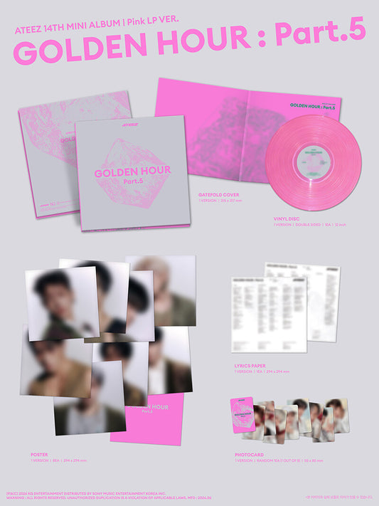 PRE-ORDER: ATEEZ 14th Mini Album - GOLDEN HOUR : Part.5 (Pink LP Ver.)