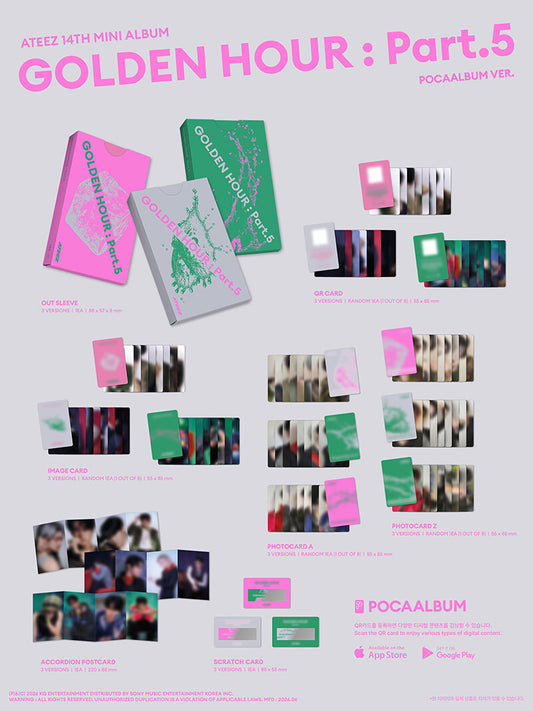 PRE-ORDER: ATEEZ 14th Mini Album - GOLDEN HOUR : Part.5 (POCA Album Ver.) (Random)