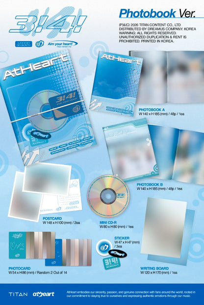 PRE-ORDER: AtHeart 2nd Single Album - 3!4! (Photobook Ver.)