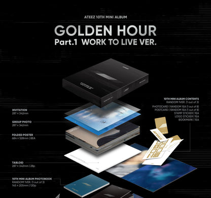 ATEEZ 10TH MINI ALBUM – GOLDEN HOUR : Part.1 (WORK TO LIVE Ver.)