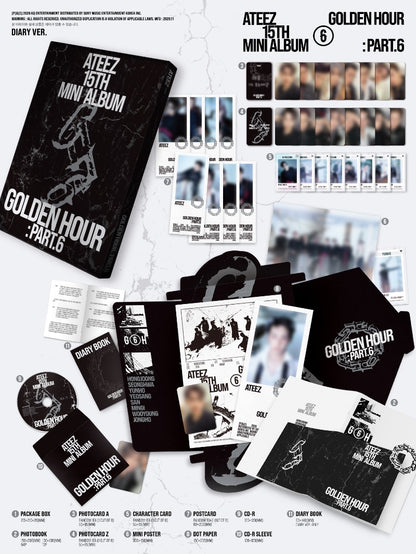 PRE-ORDER: ATEEZ 15th Mini Album - GOLDEN HOUR : Part.6 (Random)