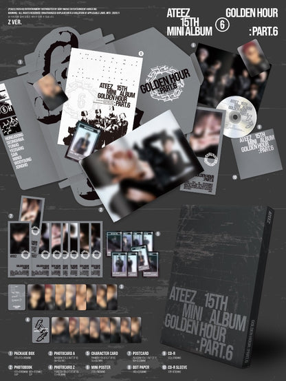 PRE-ORDER: ATEEZ 15th Mini Album - GOLDEN HOUR : Part.6 (Random)