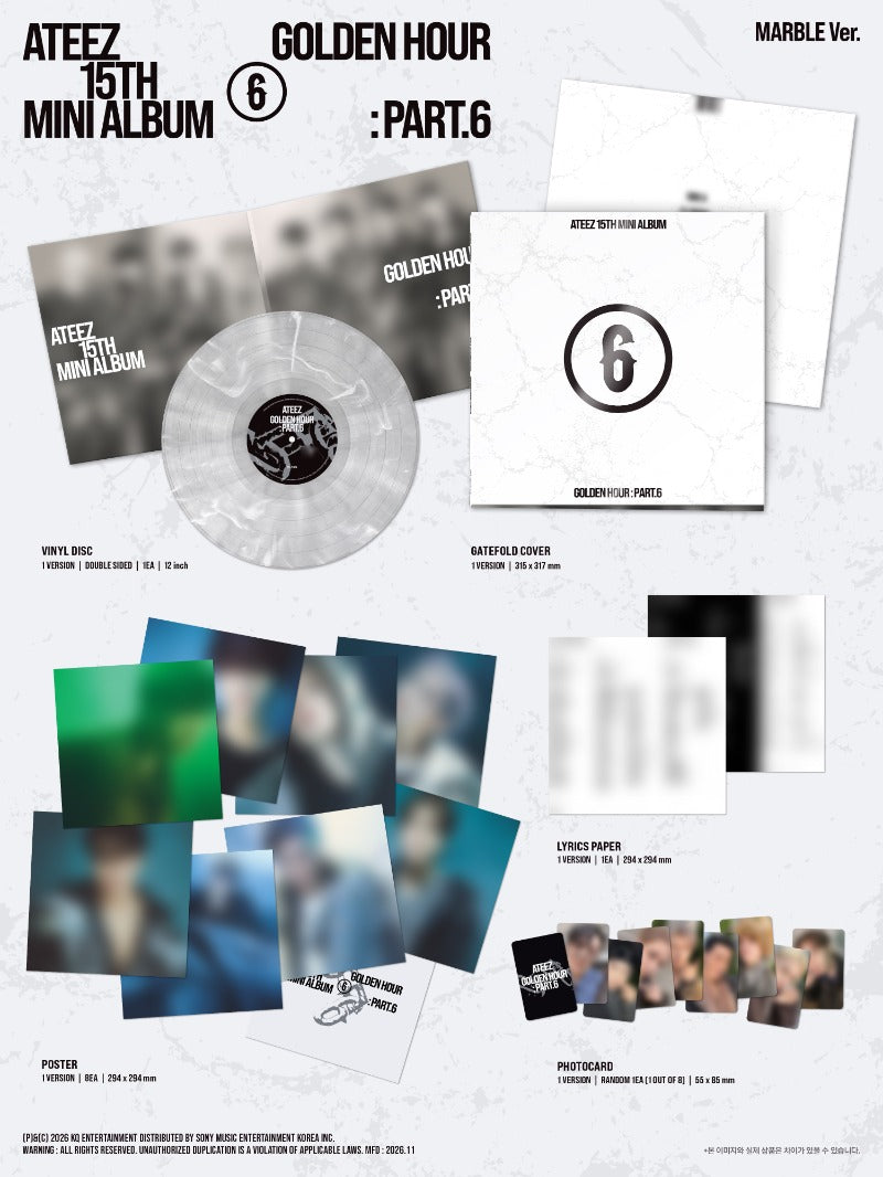 PRE-ORDER: ATEEZ 15th Mini Album - GOLDEN HOUR : Part.6 (Marble Vinyl Ver.)