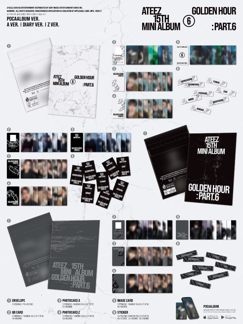 PRE-ORDER: ATEEZ 15th Mini Album - GOLDEN HOUR : Part.6 (POCA Album Ver.) (Random)