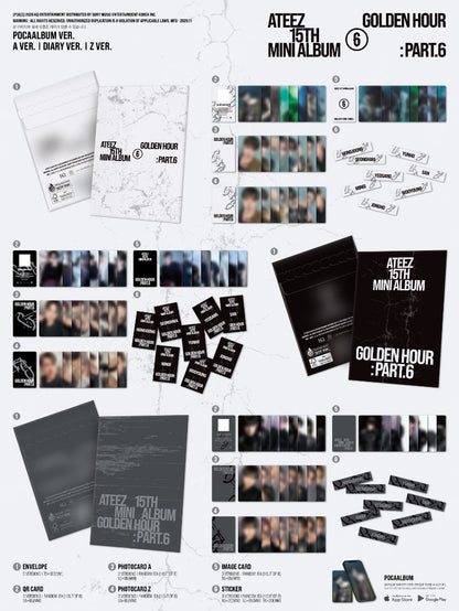 PRE-ORDER: ATEEZ 15th Mini Album - GOLDEN HOUR : Part.6 (POCA Album Ver.) (Random)