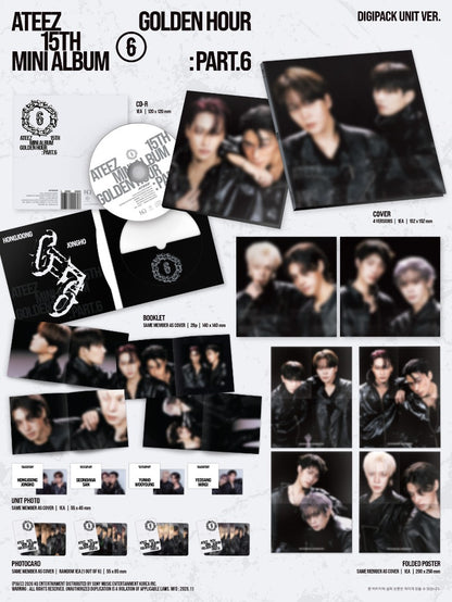 PRE-ORDER: ATEEZ 15th Mini Album - GOLDEN HOUR : Part.6 (Digipack Unit Ver.) (Random)