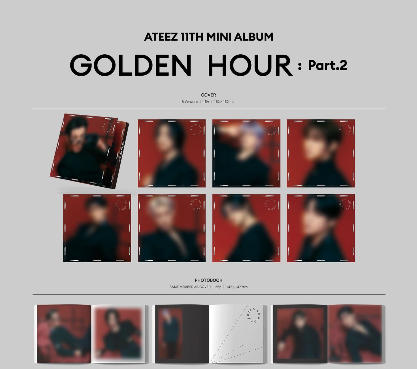 ATEEZ 11TH MINI ALBUM – GOLDEN HOUR : Part.2 (DIGIPACK VER.) (Random)