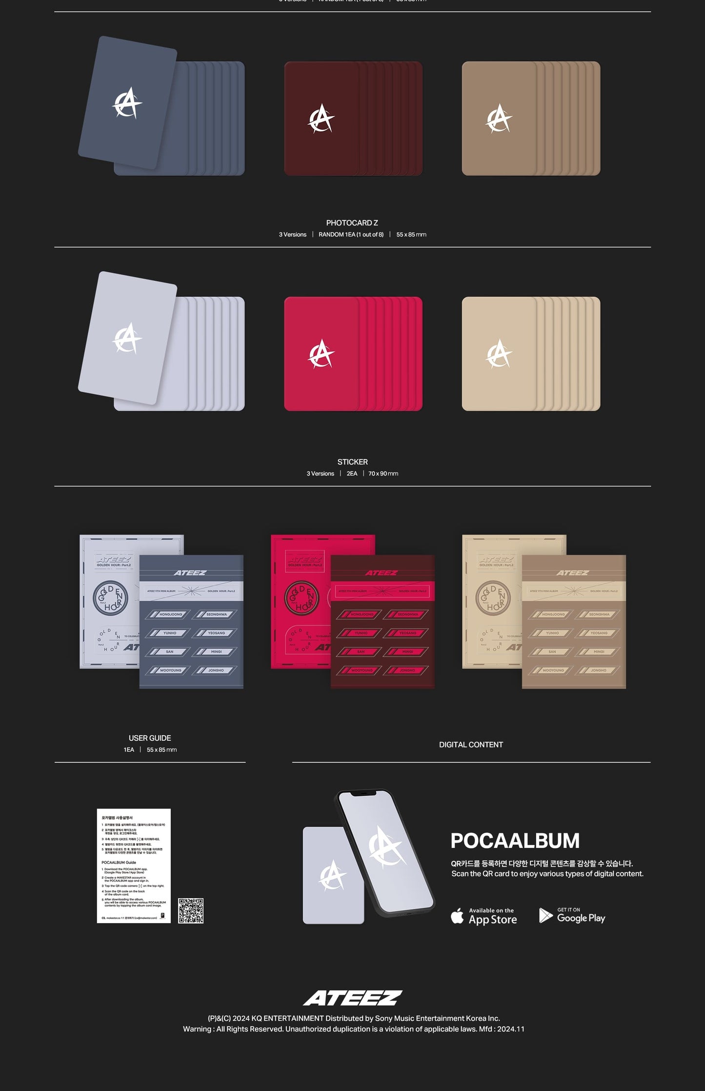 ATEEZ 11th Mini Album – GOLDEN HOUR : Part.2 (POCAALBUM VER.) (Random)