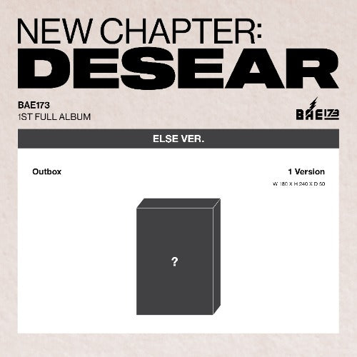 Album cover for 'New Chapter: DESEAR' with a black box and question mark on a beige background