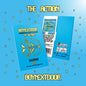 Two blue packages with airplane graphics and text on a blue background with star patterns.
