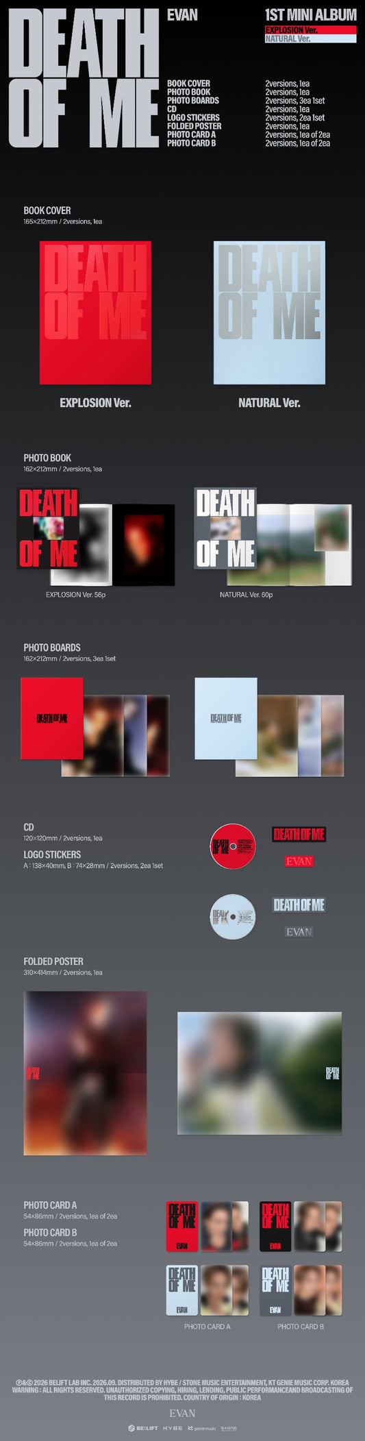 PRE-ORDER: EVAN 1st Mini Album - DEATH OF ME