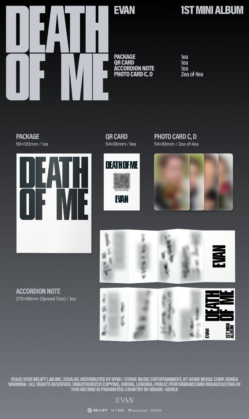 PRE-ORDER: EVAN 1st Mini Album - DEATH OF ME (Weverse Albums Ver.)