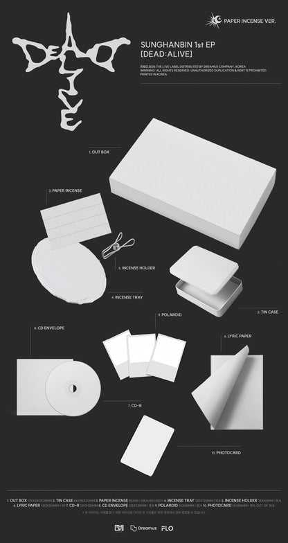 PRE-ORDER: SUNG HANBIN (ZEROBASEONE) 1st EP Album - DEAD:ALIVE (Paper Incense Ver.)