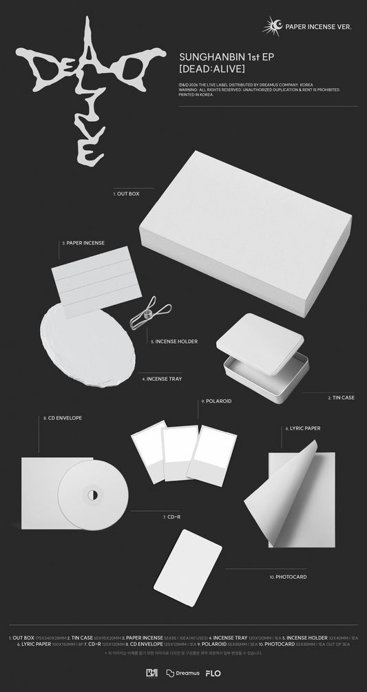 PRE-ORDER: SUNG HANBIN (ZEROBASEONE) 1st EP Album - DEAD:ALIVE (Paper Incense Ver.)