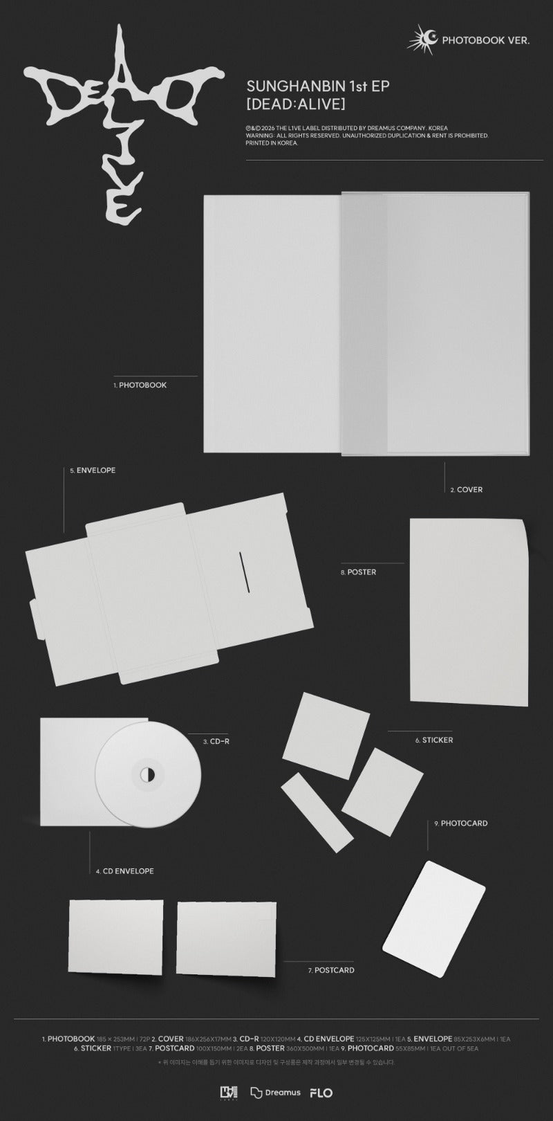 PRE-ORDER: SUNG HANBIN (ZEROBASEONE) 1st EP Album - DEAD:ALIVE (Photobook Ver.) (Random)