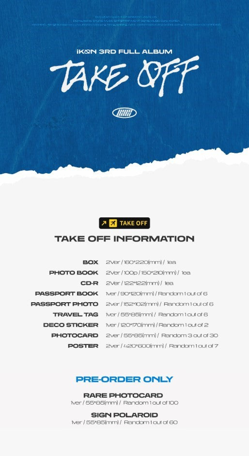 iKON 3RD FULL ALBUM - TAKE OFF (Random)