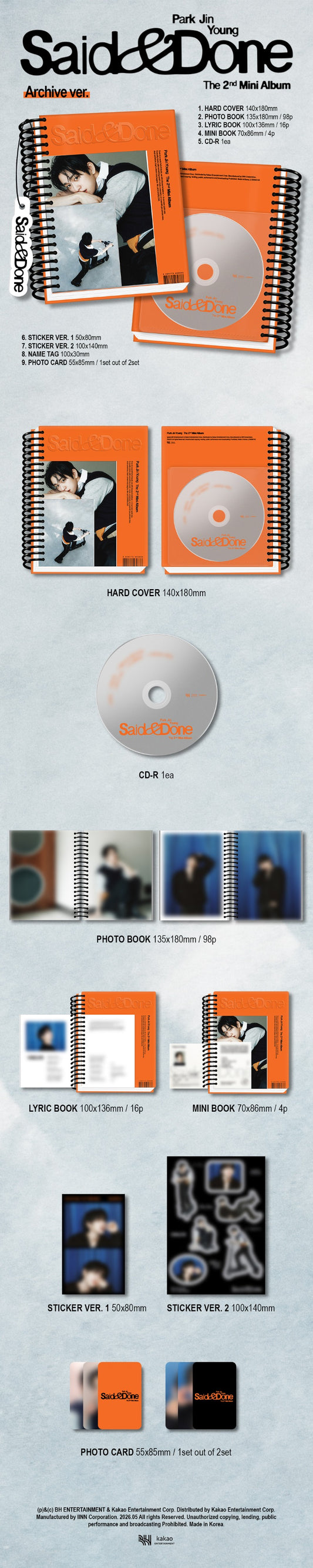 PRE-ORDER: Park Jin Young 2nd Mini Album - Said & Done (Archive Ver.)