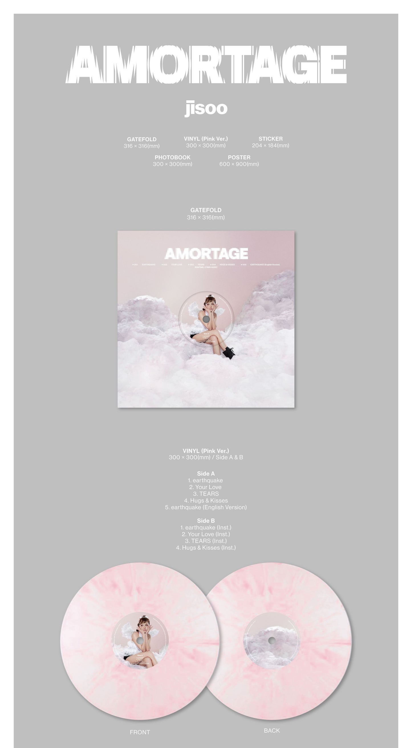 JISOO Mini Album – AMORTAGE (Vinyl) (Pink Ver.)