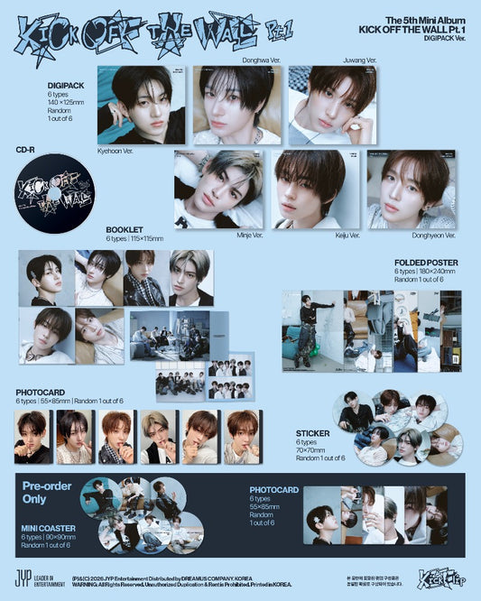PRE-ORDER: KickFlip The 5th Mini Album - KICK OFF THE WALL Pt.1 (Digipack Ver.) (Random)