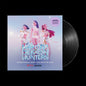 Vinyl record with 'KPOP Demon Hunters' soundtrack cover featuring characters on a light blue background.
