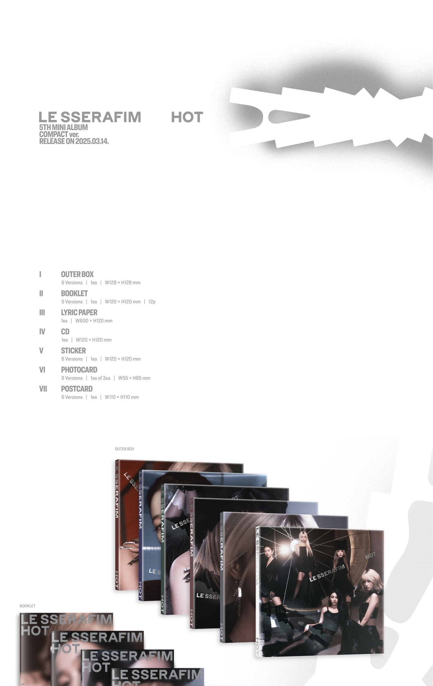 LE SSERAFIM 5th Mini Album – HOT (Compact Album Ver.) (Random)
